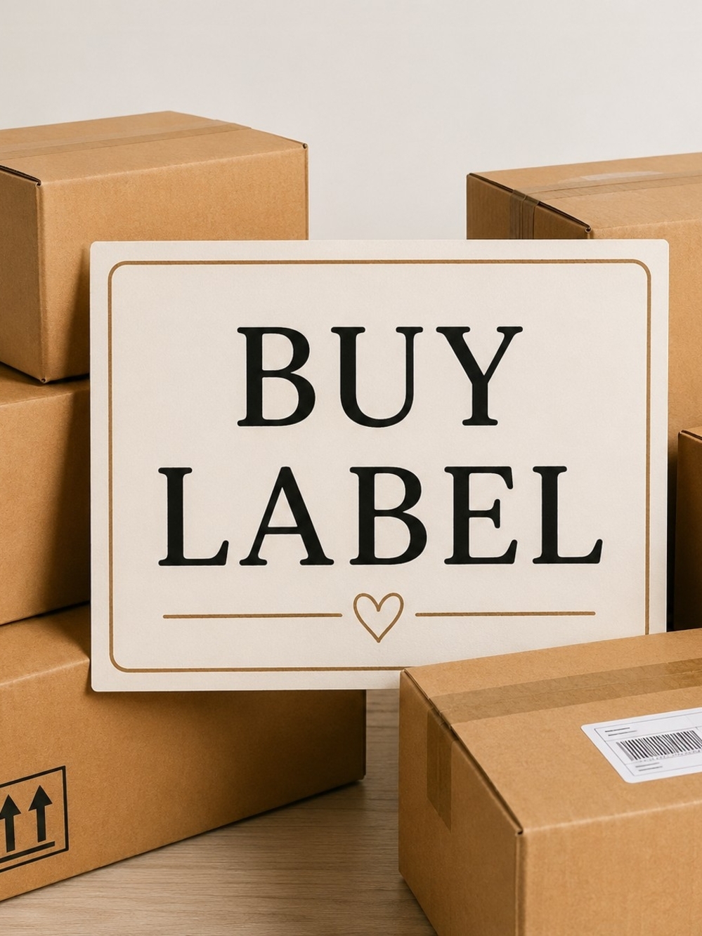 Neutral 'Buy Label' Decorative Sign for Home Office
